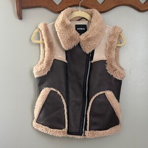 Express Faux Fur Leather Vest XS